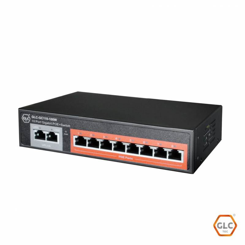 Switch 8 Ports Poe *10/100/1000Mbps + 2 Port 10/100/1000 Uplink